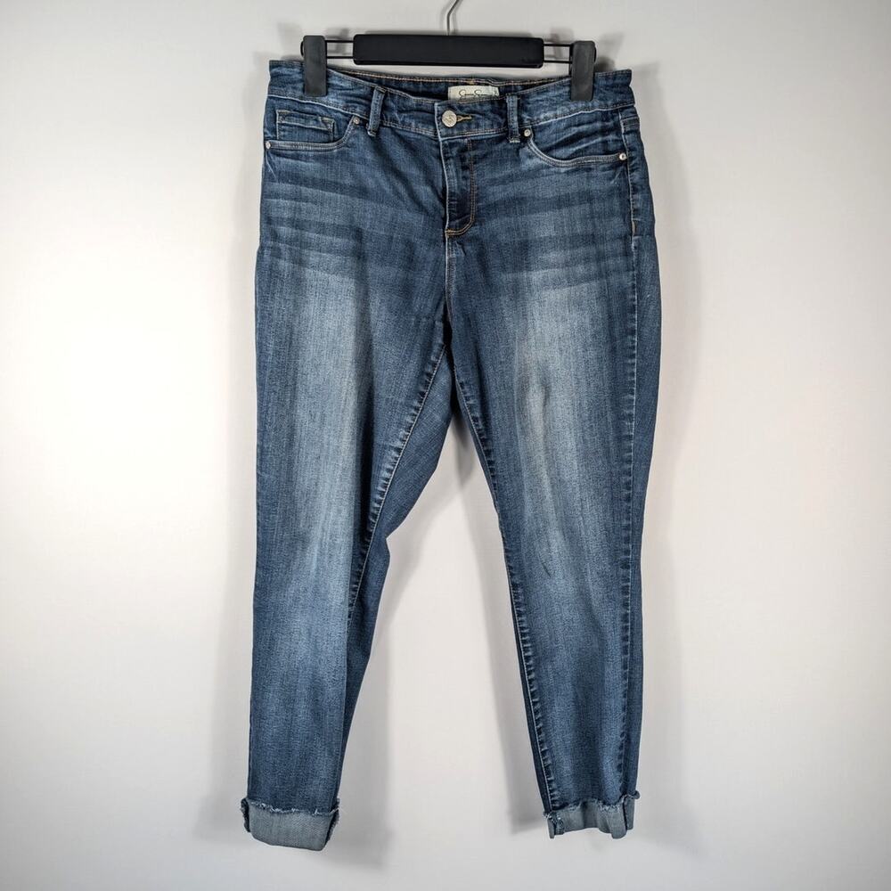 Jessica Simpson 10 Womens Kiss Me Skinny Jeans Blue Stretch Denim Cropped